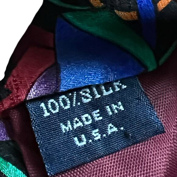 J. Garcia Clockwork Collection Abstract Geometric Silk Tie Blue Black - Picture 7 of 7